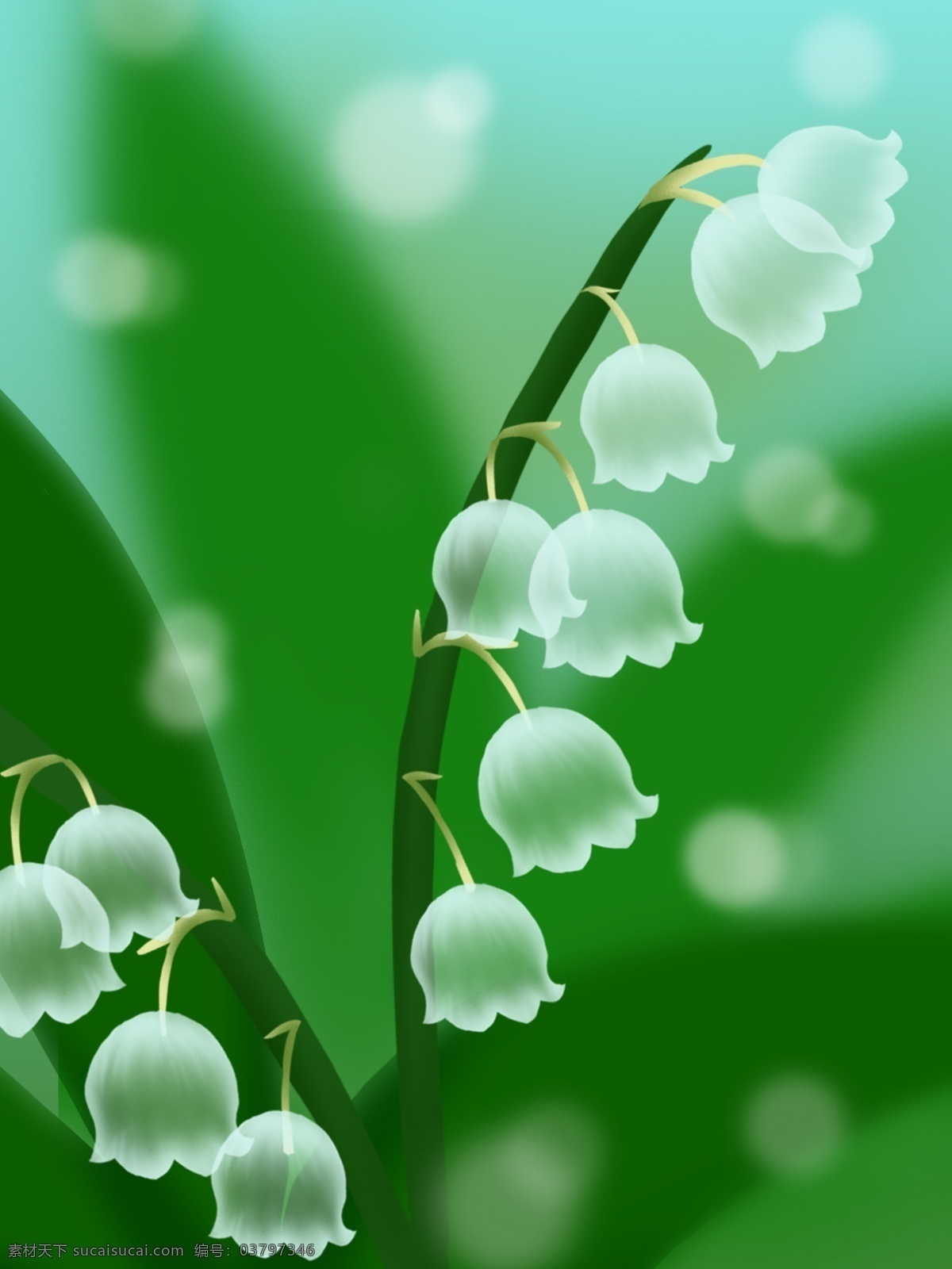 绿色 半 透明 白色 花朵 小 清新 通用 背景 半透明 小清新