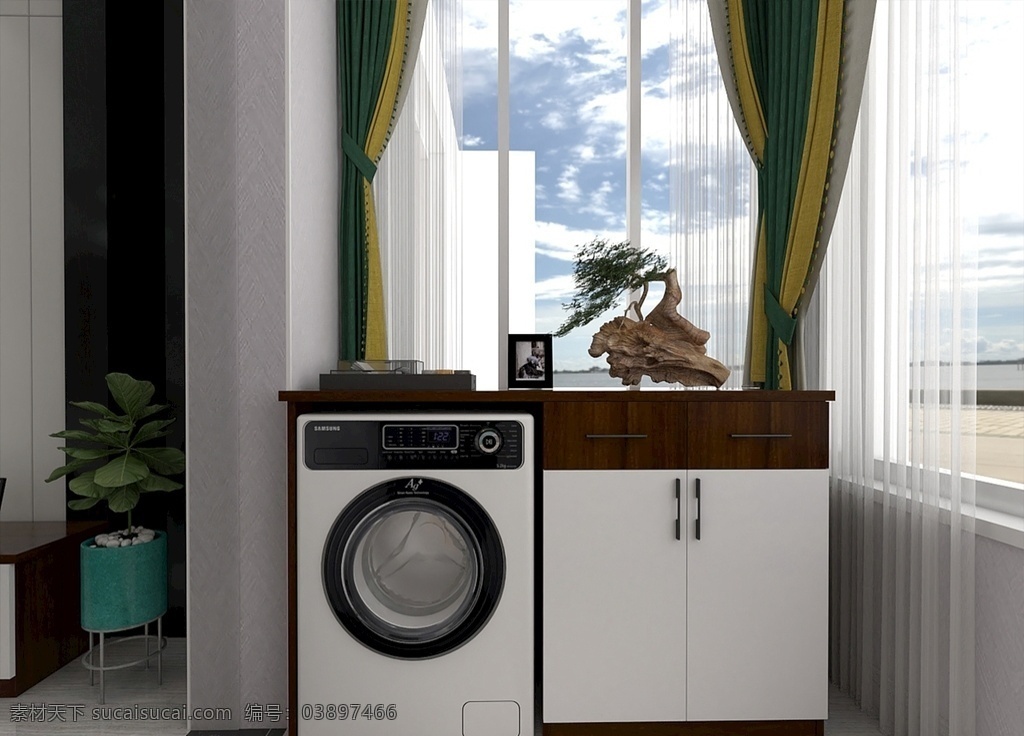 洗衣机柜 柜子 飘窗 定制 家具 整体设计 现代简约 创意 3d设计 3d作品