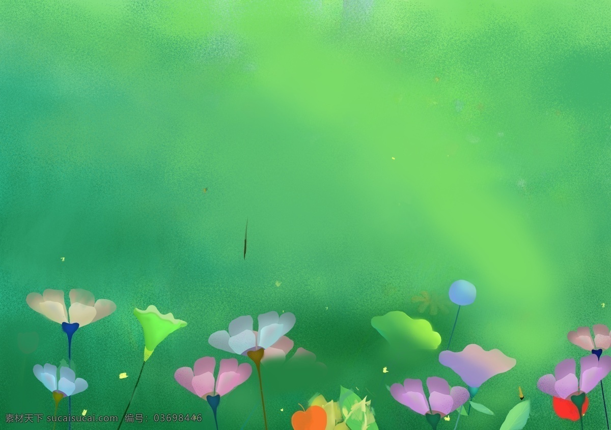 清新 花朵 banner 背景 绿色背景 卡通素材 花草 彩绘 夏日背景 粉色 花丛 背景展板 背景psd 清新背景 手绘