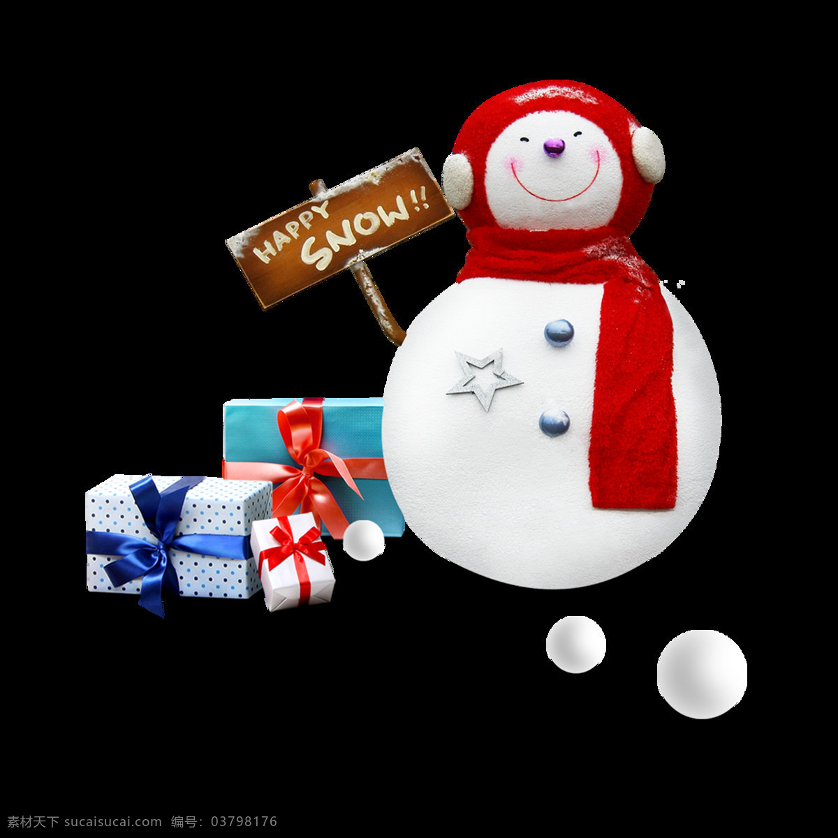 雪人 礼物 圣诞 卡通 元素 png元素 免抠元素 圣诞节 透明元素 围巾