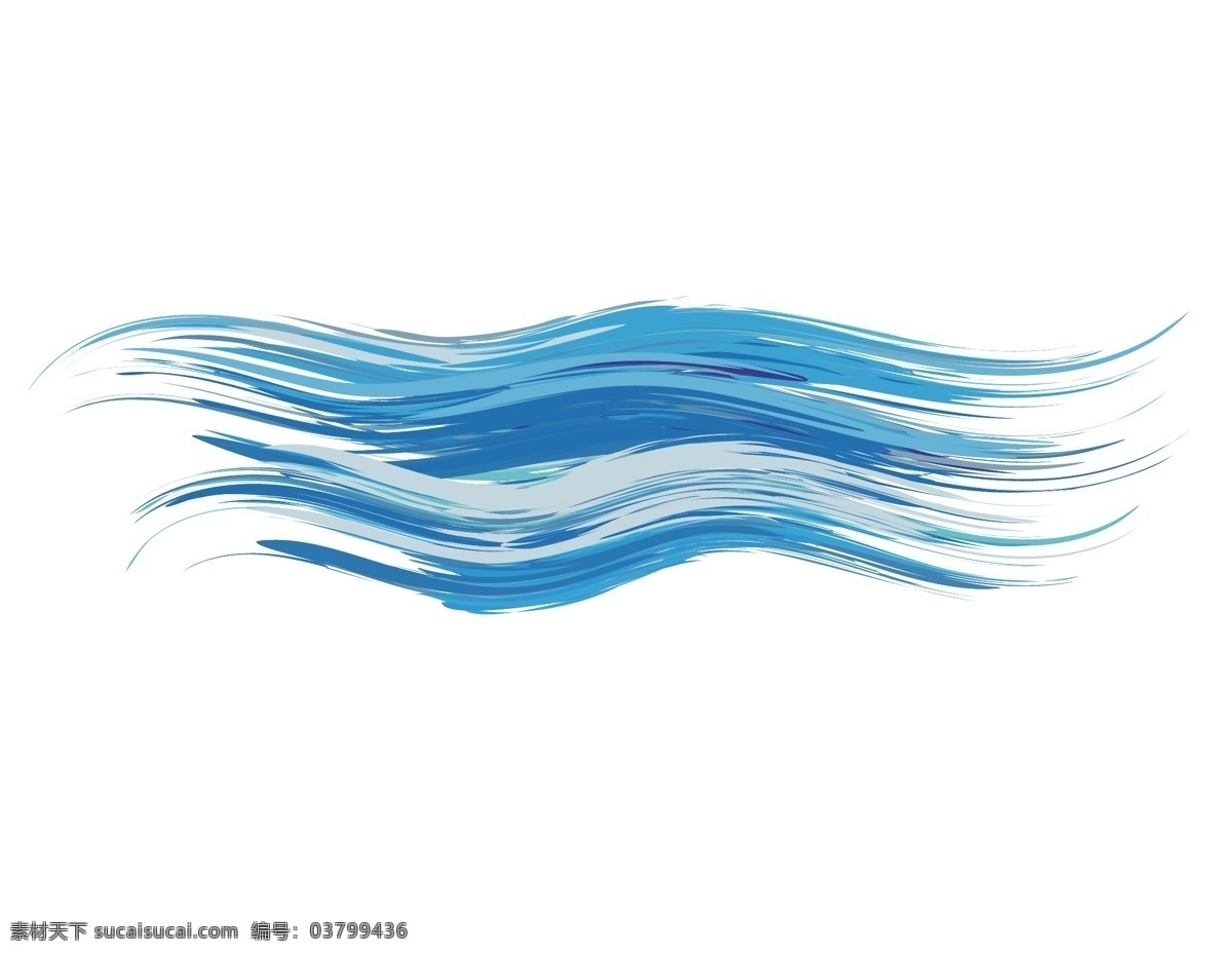 卡通 蓝色 线条 元素 小清新 海浪 波纹 渐变 手绘 蓝色线条 ai元素 矢量元素