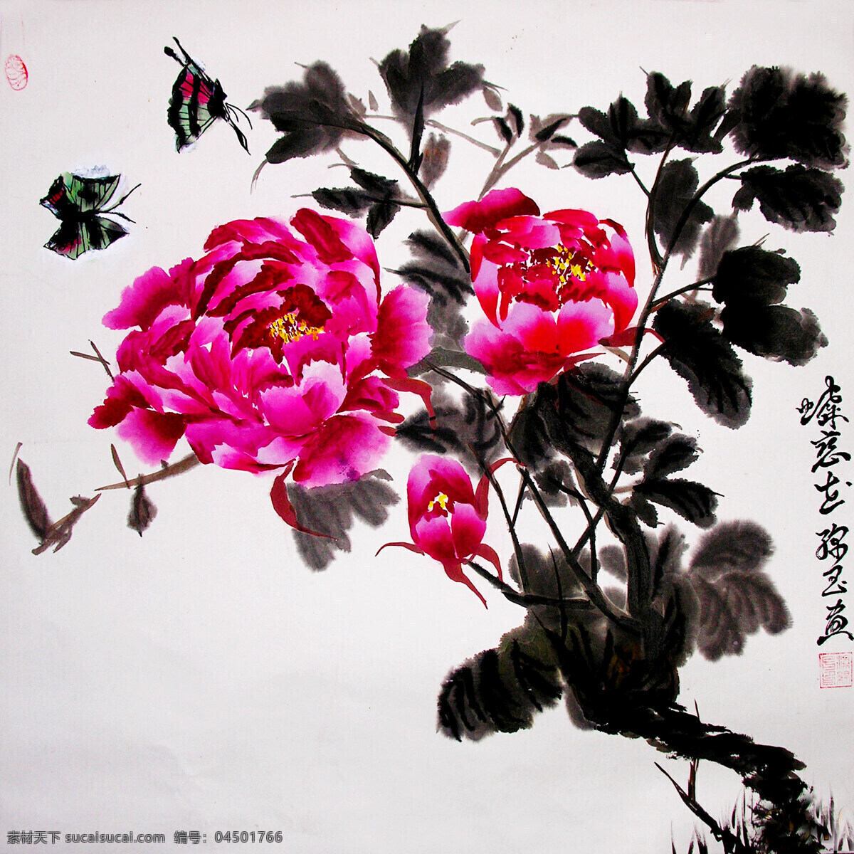 蝶舞 工笔画 国画艺术 红牡丹 蝴蝶 花卉 花卉画 花香 牡丹 图 设计素材 模板下载 牡丹蝴蝶图 画 中国画 水墨画 现代国画 牡丹花 叶子 花语 浓艳 鲜红 围栅 书法 印章 国画集10 绘画书法 文化艺术 装饰素材 雕刻 图案