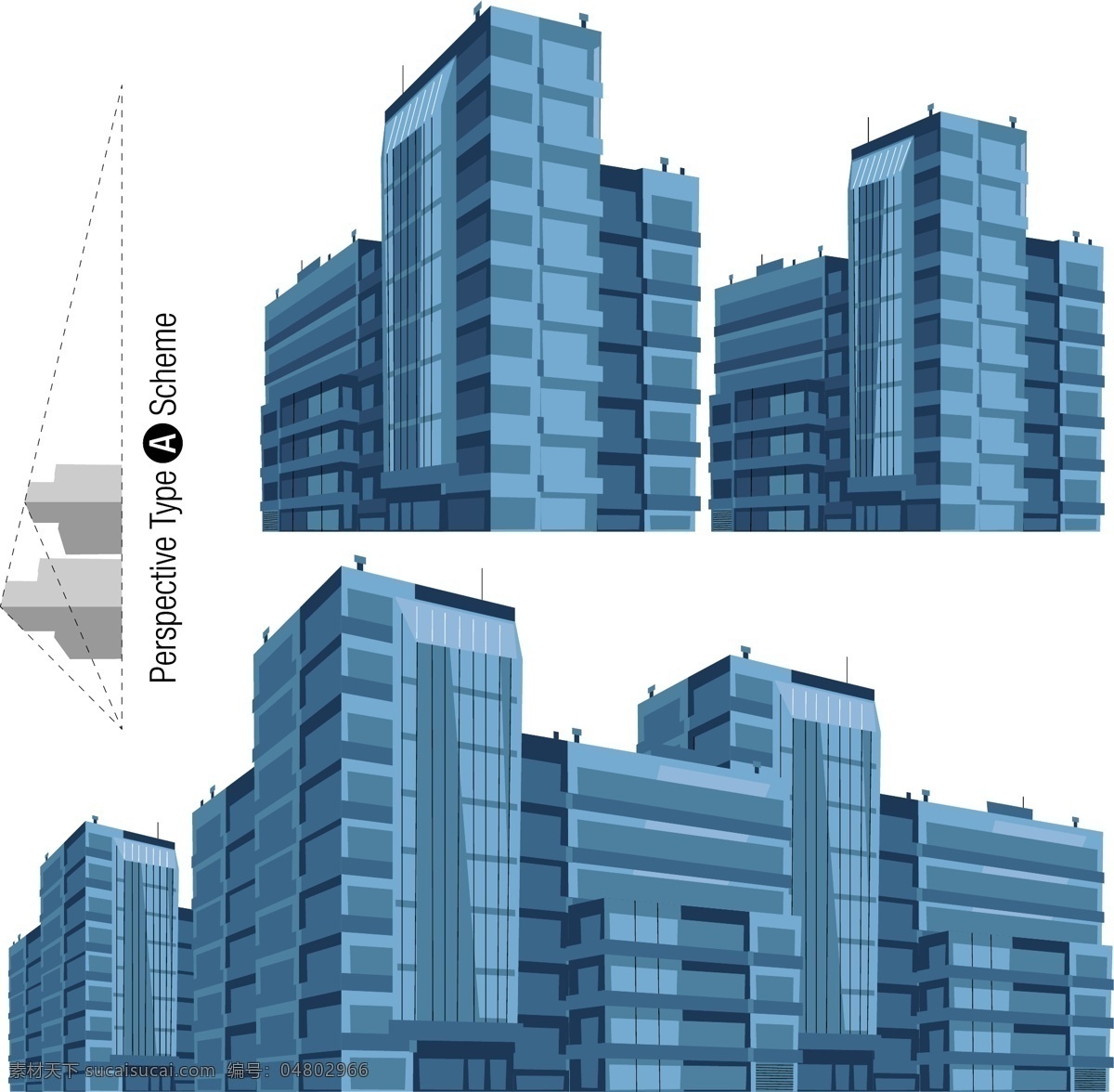 简约 城市 高楼 建筑 插画 场景 房子 大型综合体