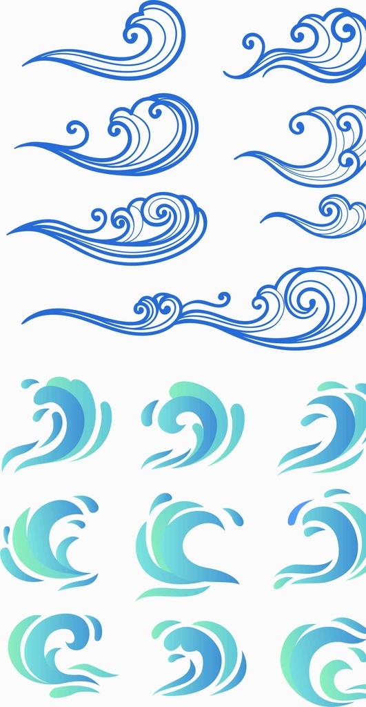 波浪 水花 手绘 花纹 边框 水纹 包装设计