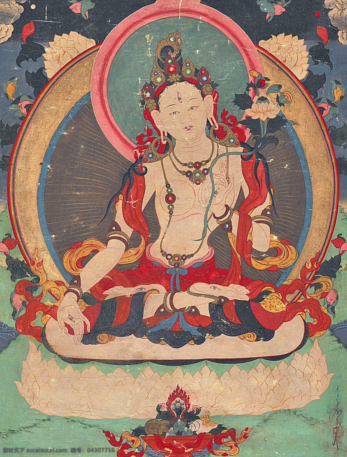 白度母像 十九世纪 唐卡 度母 宗教信仰 文化艺术