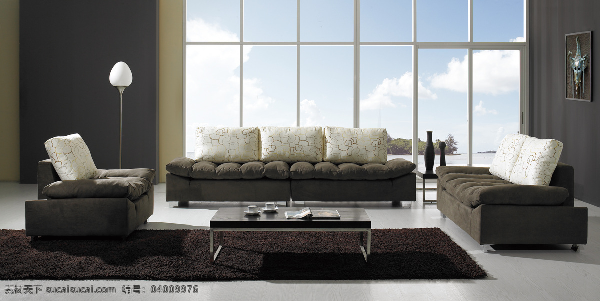 休闲沙发背景 布艺沙发 茶几 灯 地毯 挂画 布艺沙发背景 家居装饰素材 室内设计