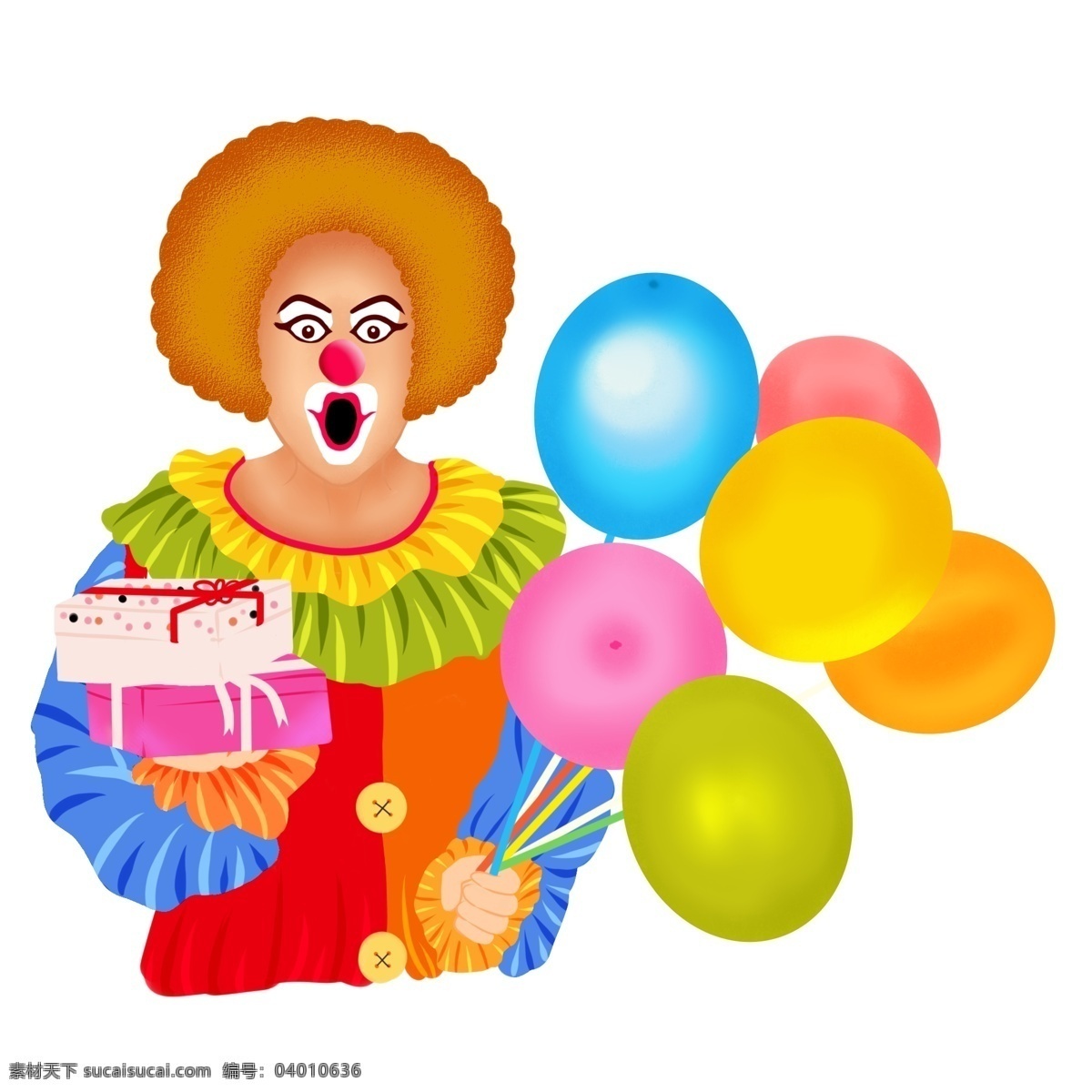免 抠 小丑 气球 礼盒 卡通 节日 逗趣