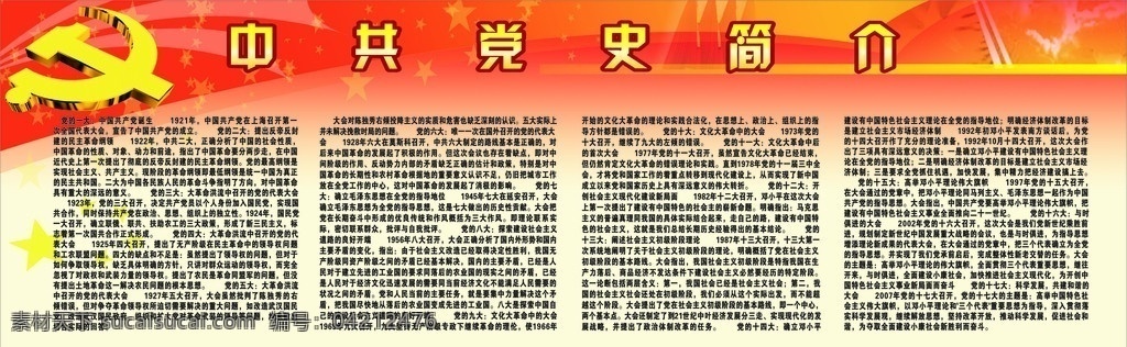 中共党史简介 党徽 展板模板 矢量