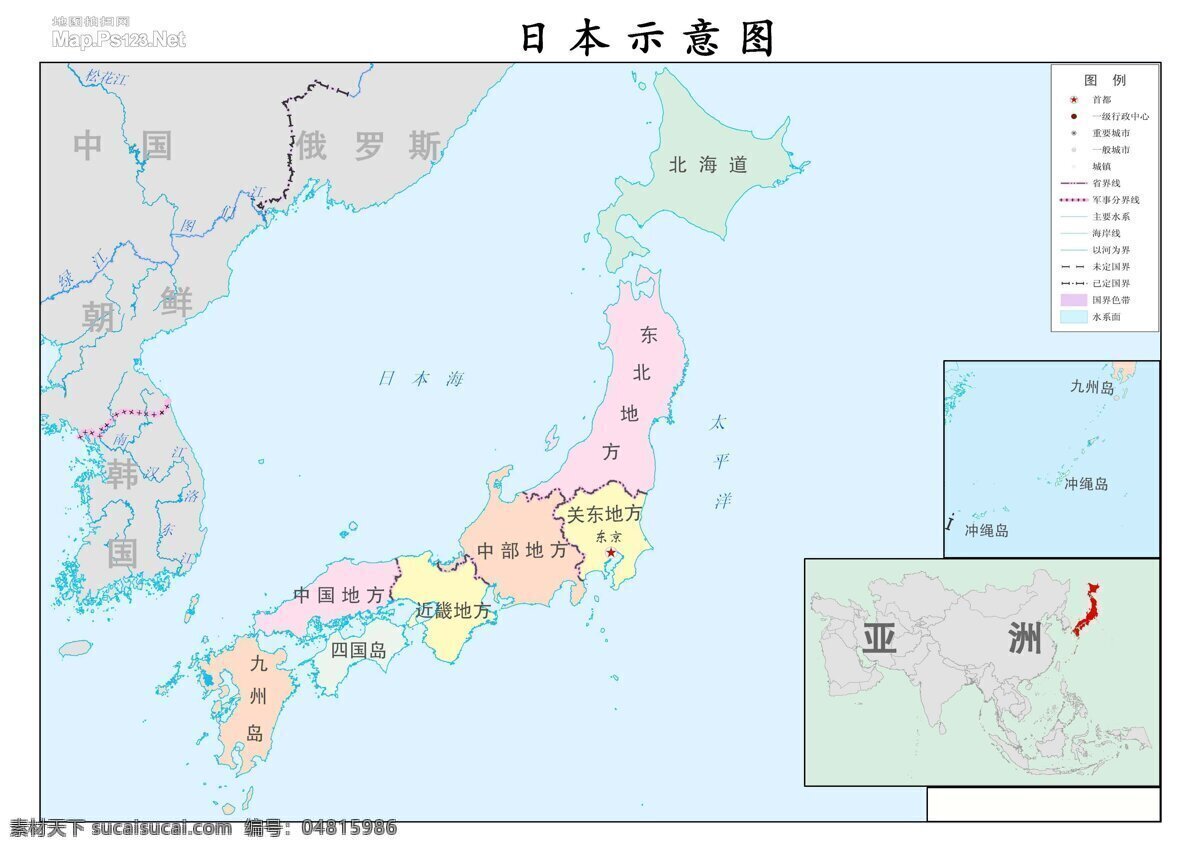 日本地图 九州 北海道 白色