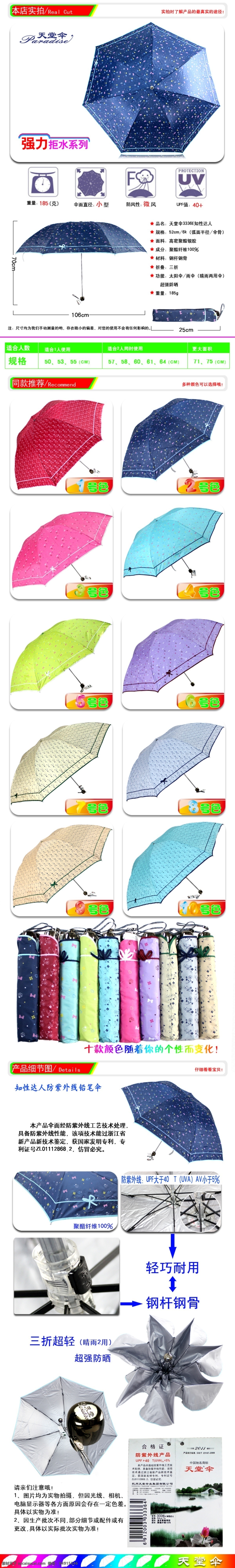 雨伞详情页 遮阳 雨伞 描述 页 通用 详情 模板 白色