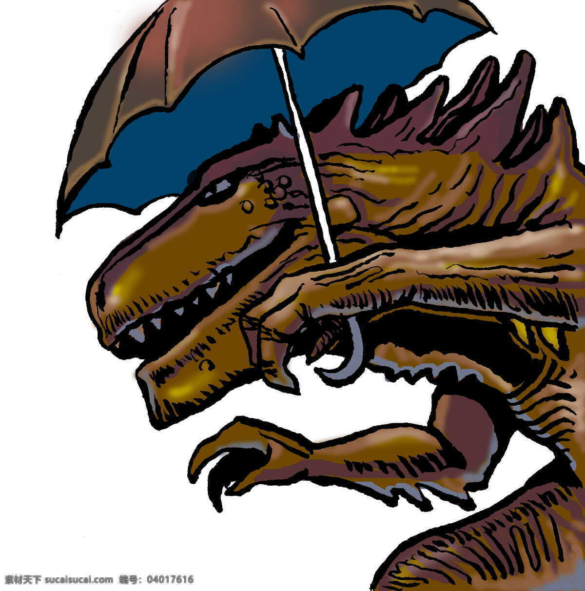 动漫 插画 创意 动漫插画 动漫动画 恐龙 漫画 设计素材 模板下载 雨伞 插画集