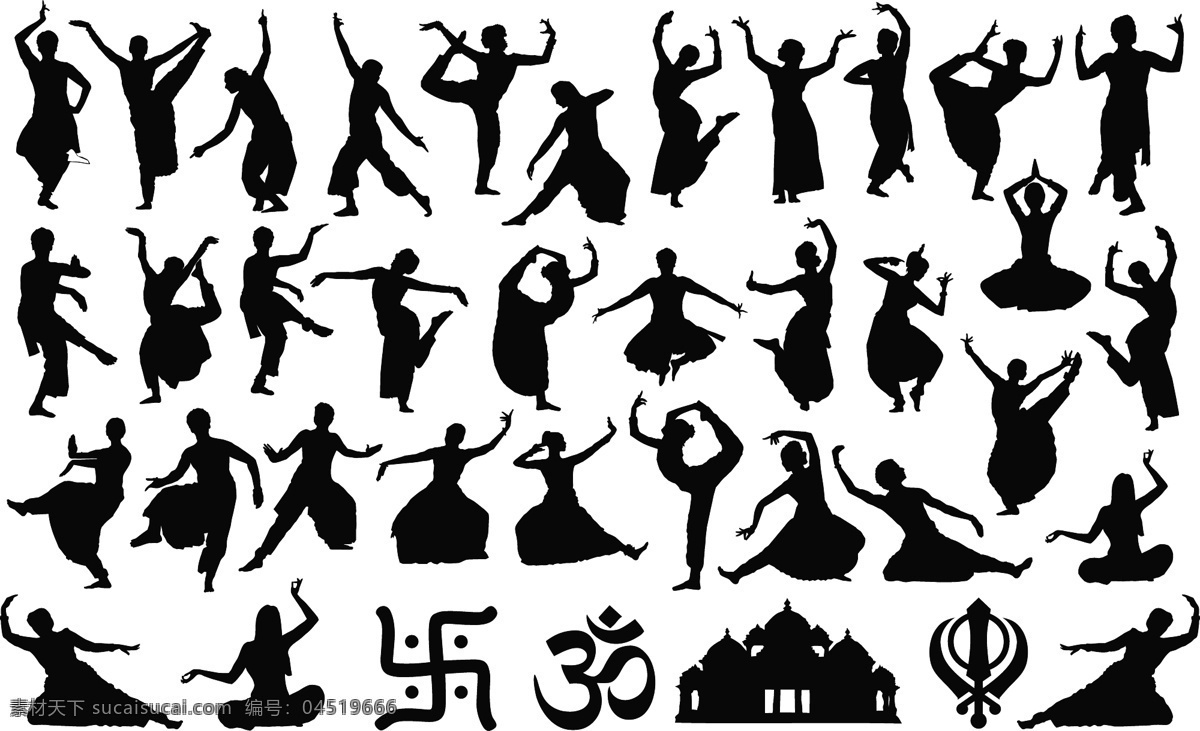 印度舞蹈剪影 印度 舞蹈 跳舞 名族舞 剪影 音乐美女矢量 妇女女性 矢量人物 矢量