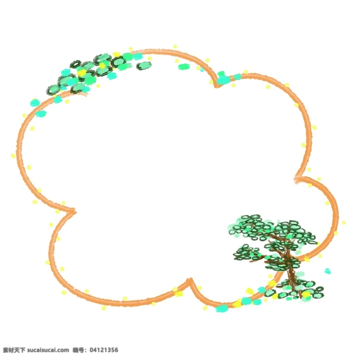 黄色 边框 装饰 插画 植树节 花边 小 框 树木花边边框 黄色边框插画 植树节边框 边框插画
