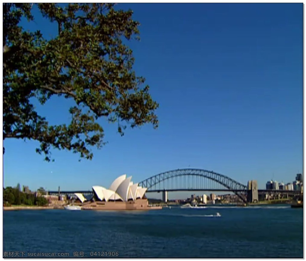 城市 景色 视频 悉尼 歌剧院 河流 蓝色 视频素材 动态视频素材