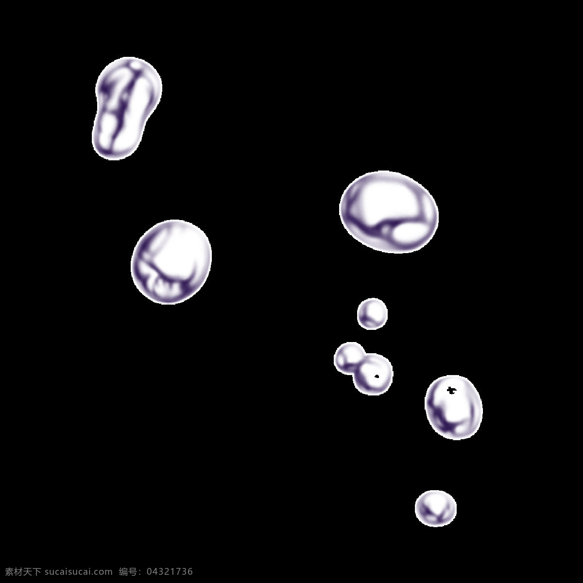 精美 紫色 水珠 元素 卡通 水滴 创意 白露 节气 png素材