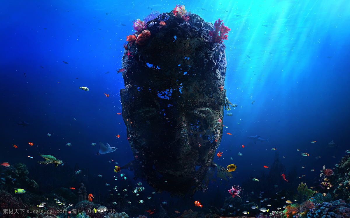 海底 世界 摄影艺术 大海 光线 海景 美景 珊瑚 深海 鱼 底 蓝海 海底大石柱 自然风光 自然景观 风景 生活 旅游餐饮