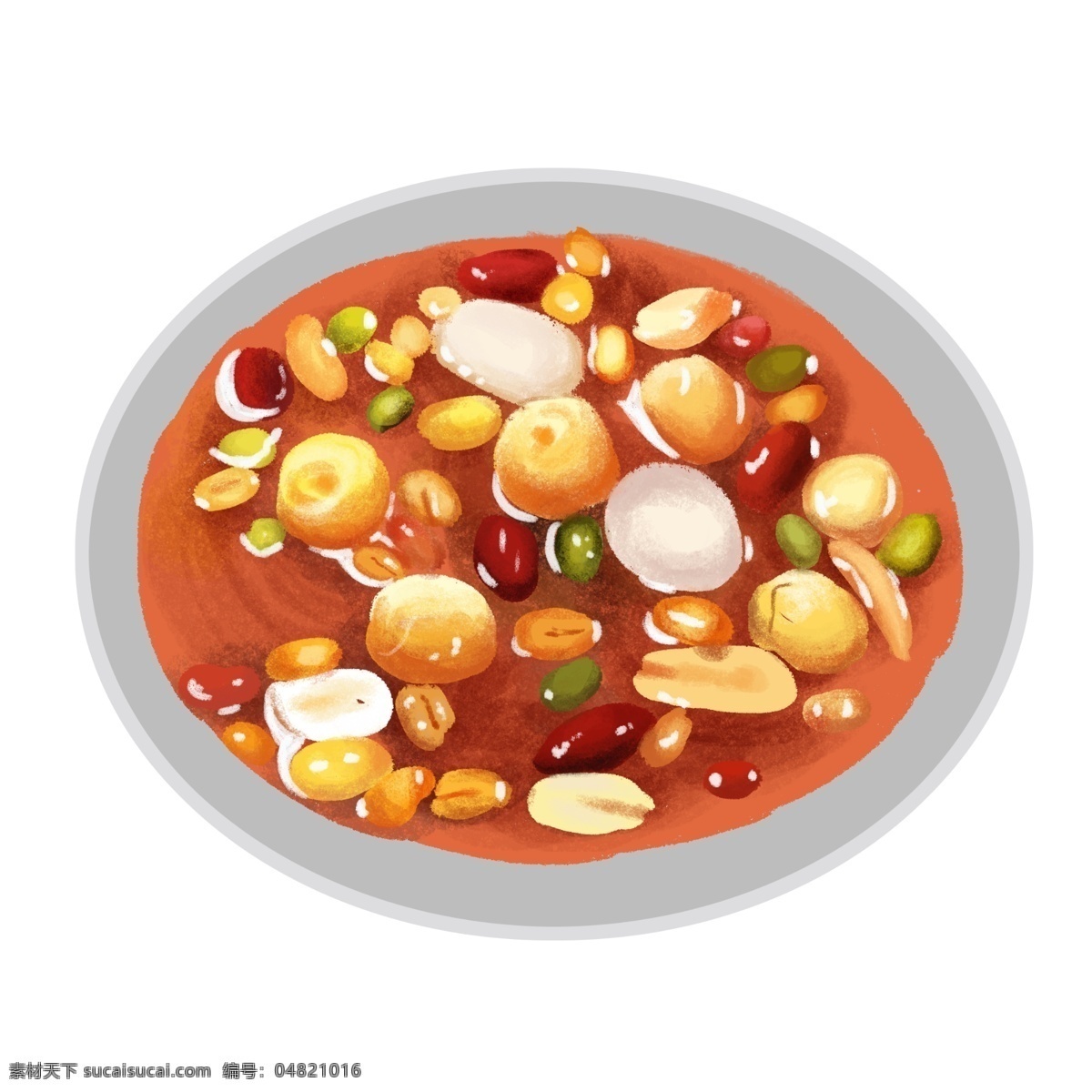 手绘 腊八节 腊八粥 插画 美味的腊八粥 好吃的腊八粥 卡通插画 创意 红色的大枣
