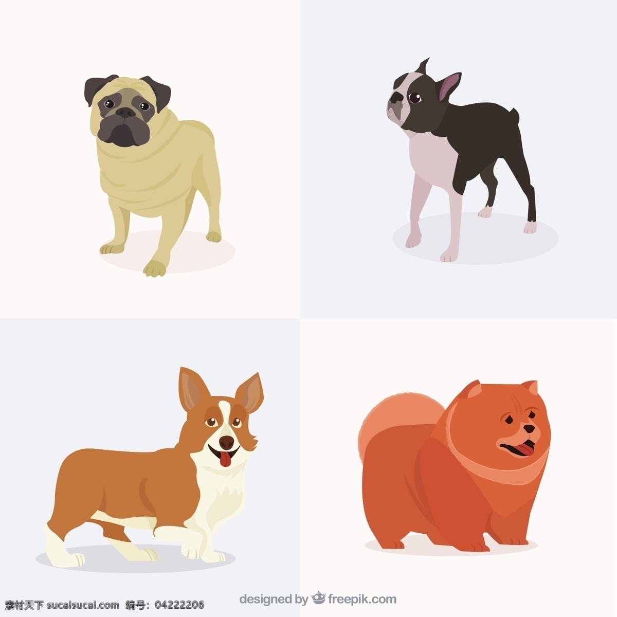 手绘狗狗图像 动物 搞笑 宠物 吉祥物 不同的是 现实 品种