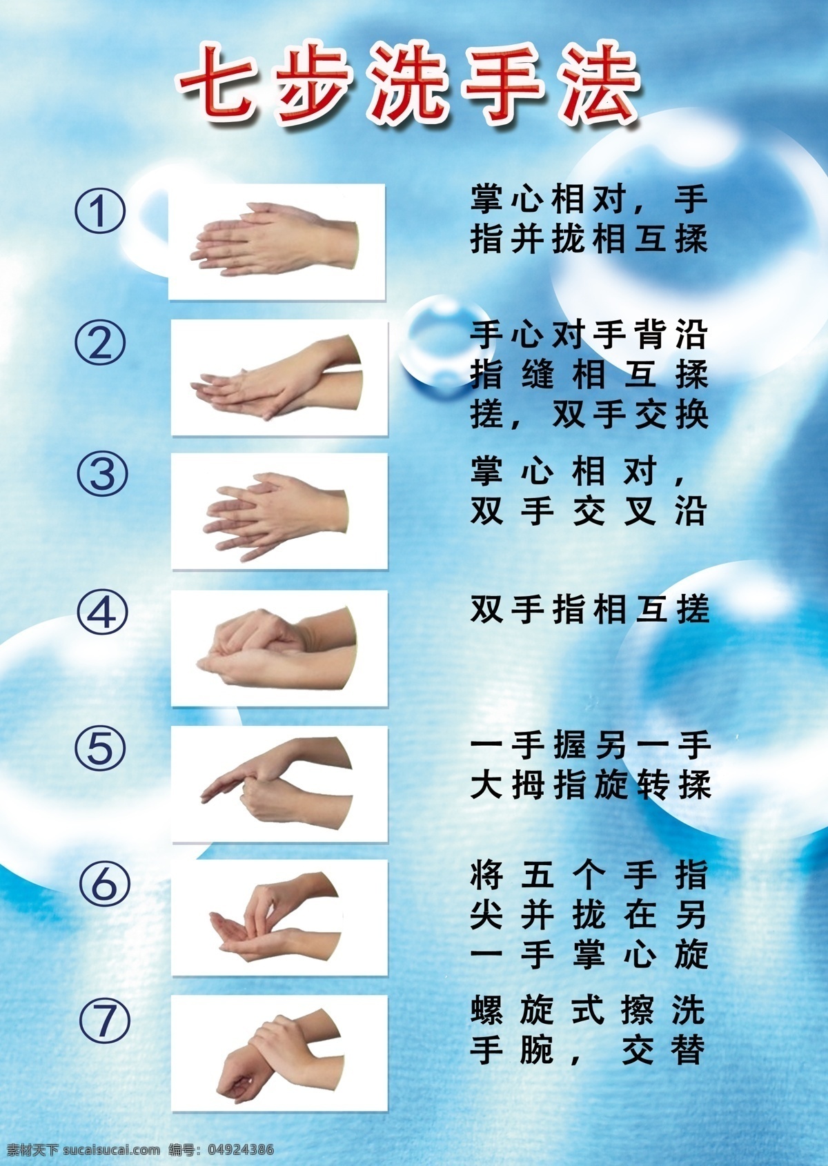 七步洗手法 洗手 七步 卫生 干净 手 生活百科 医疗保健