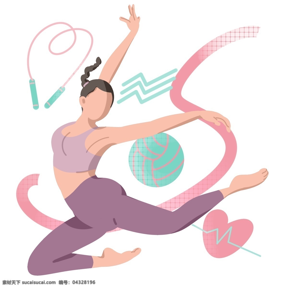 跳绳 运动 卡通 插画 跳绳的运动 卡通插画 健身运动 活动筋骨 体育项目 强身健体 漂亮的女孩
