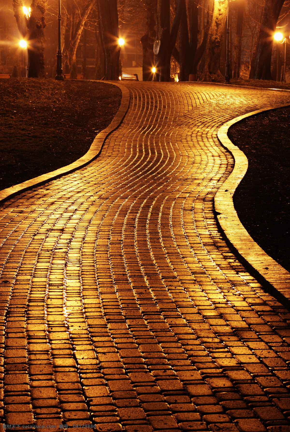 夜间 小路 夜间小路 夜灯灯光 昏黄下路 风景 生活 旅游餐饮