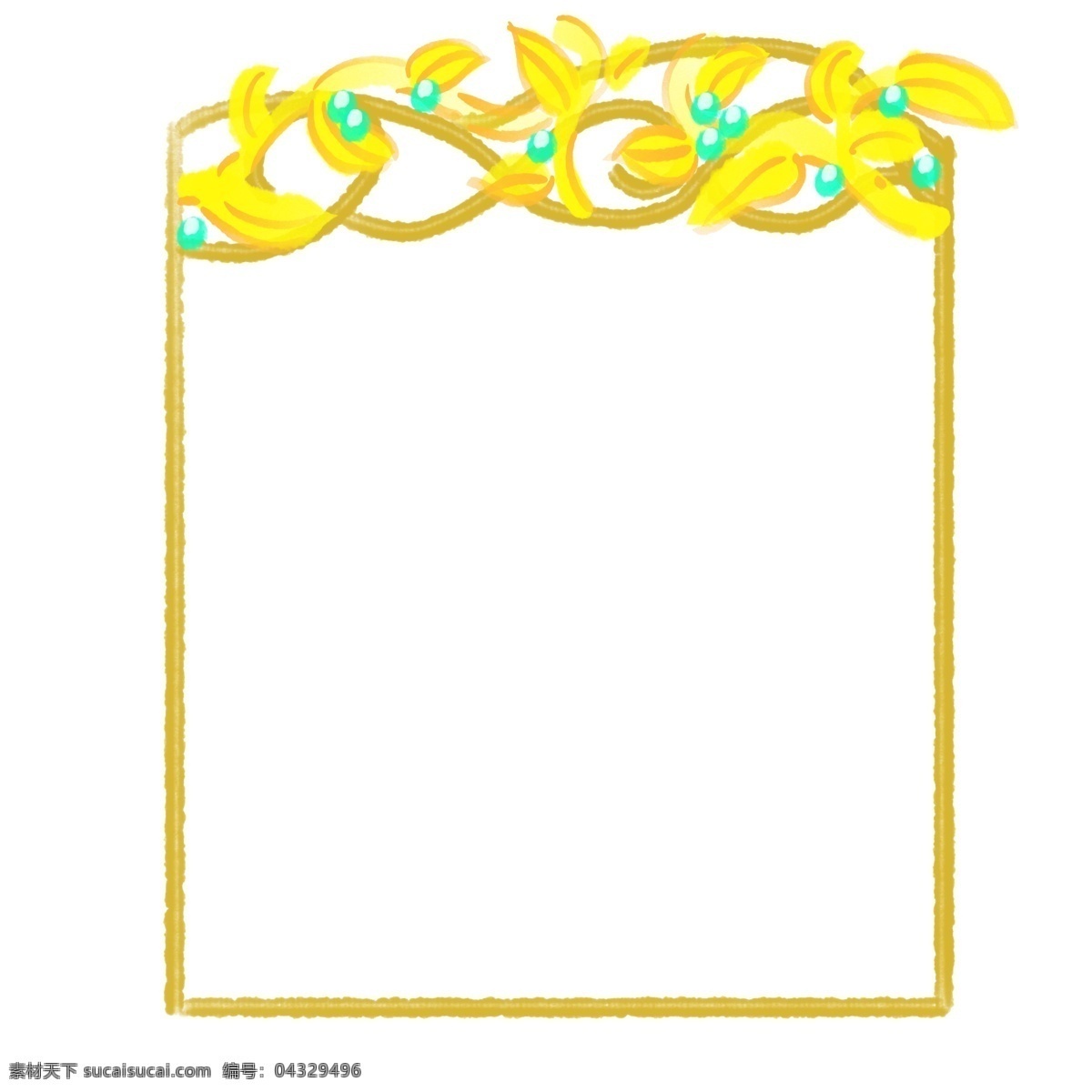 唯美 水彩 小 框 边框 黄色 花卉 花朵