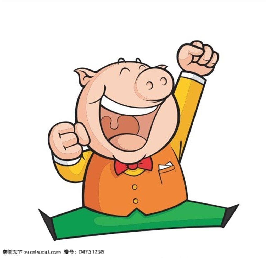 跳跃猪 卡通 卡通猪 猪 跳跃 兴奋 呐喊 兴高采烈 激动 可爱小猪 生物世界 家禽家畜
