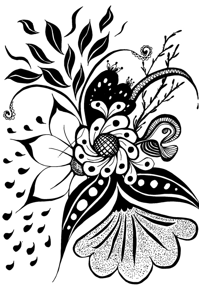 花 黑白 装饰画 植物 鲜花 草 手绘 矢量 花鸟 精致 美观 华丽 线稿 底纹边框 花边花纹 插画 黑白装饰画 速写 素描 平面设计 平面构成 分层