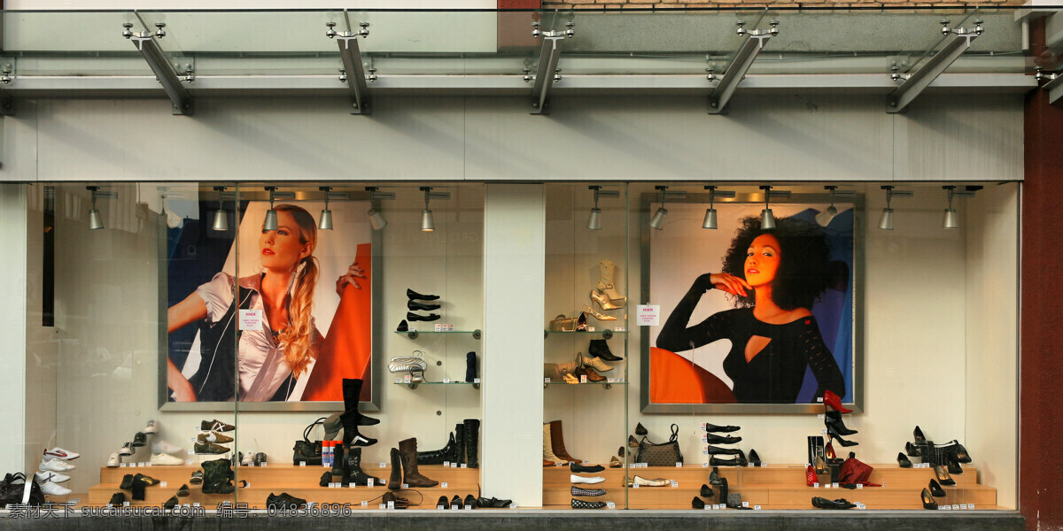 专卖店 橱窗 效果图 鞋子 海报 美女 商务金融 商务场景