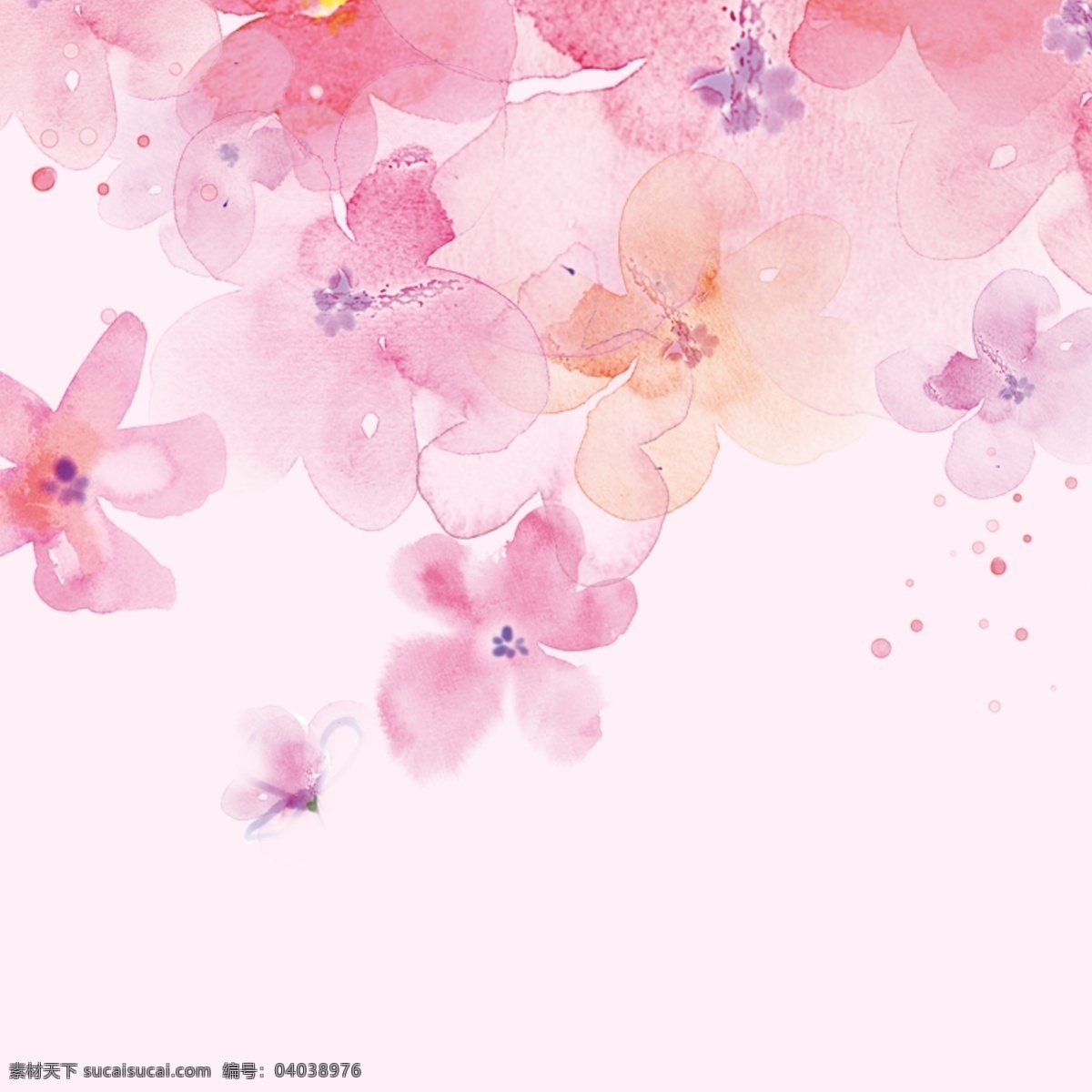 梦幻粉色主图 粉色背景 手绘花朵 白色