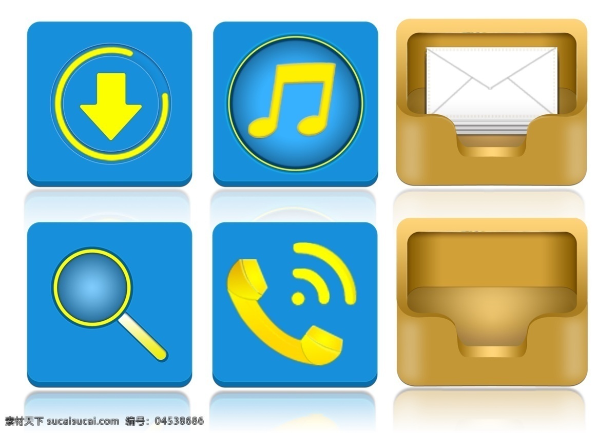 分层 电话图标 蓝色 图标设计 下载图标 音乐 木质盒子 移动界面 移动界面设计 下载图标蓝色 手机 app app图标