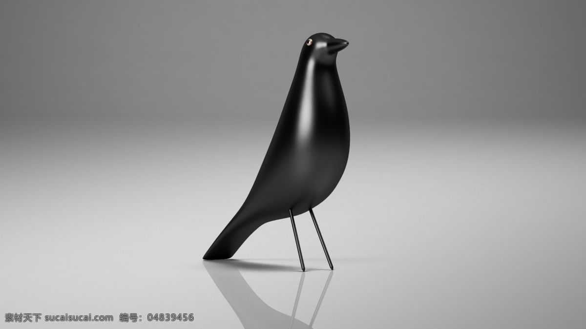 黑色 小鸟 模型 灰色