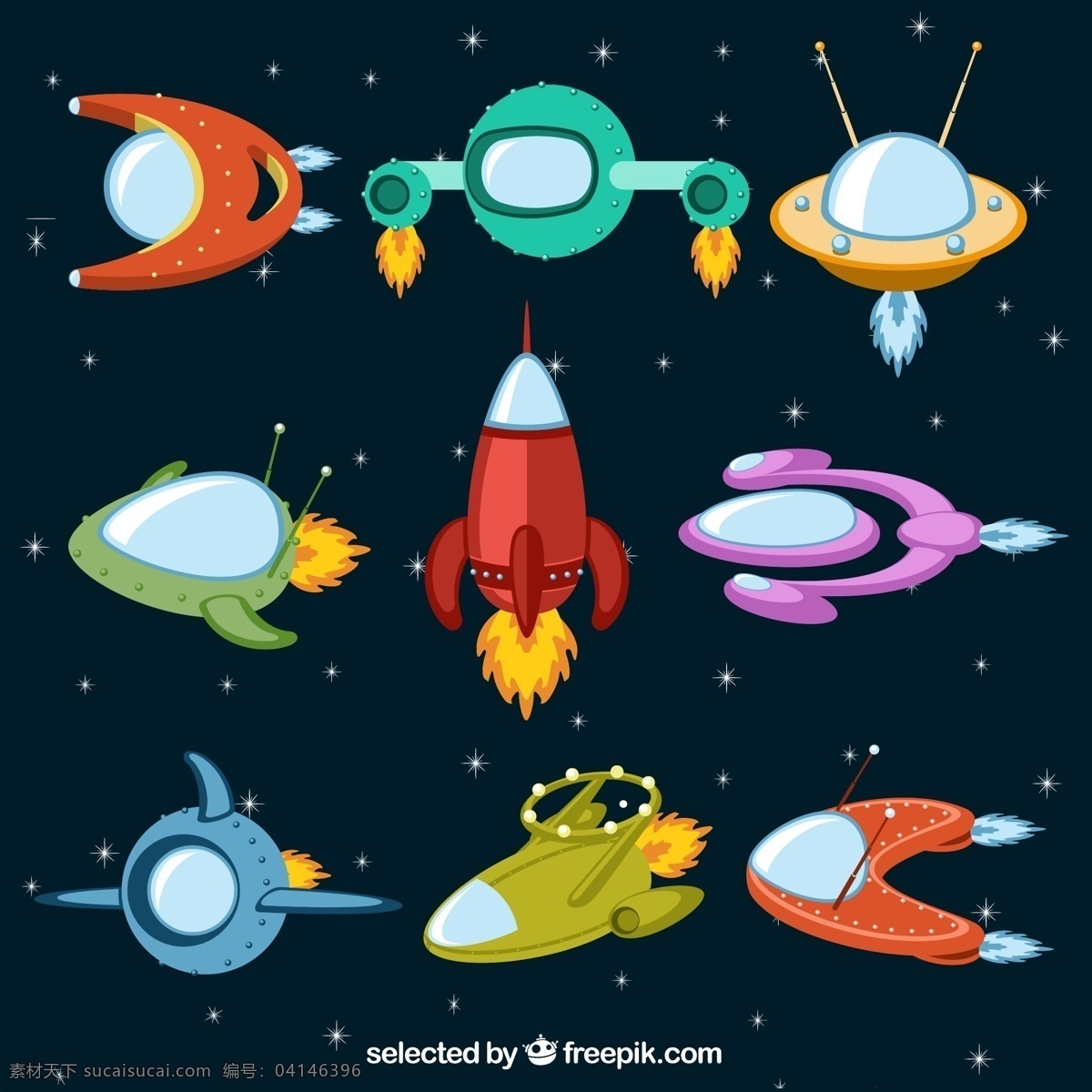 卡通宇宙飞船 矢量素材 太空 外星人 宇宙 火箭 宇宙飞船 太空船 太空探索 通话 卡通 未来科技 ai格式 现代科技 黑色