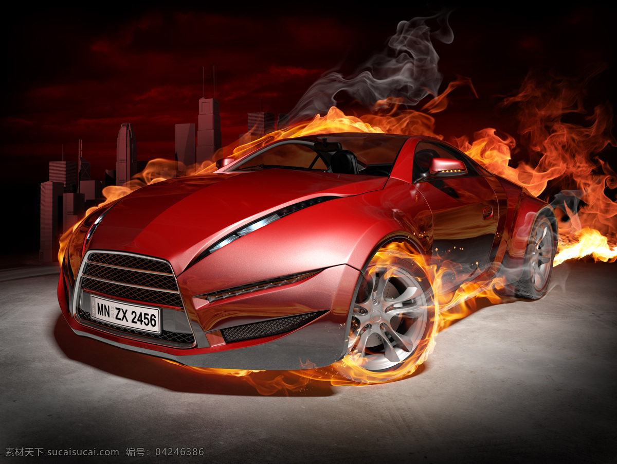 火焰 跑车 轿车 汽车 工业生产 小车 交通工具 汽车图片 现代科技