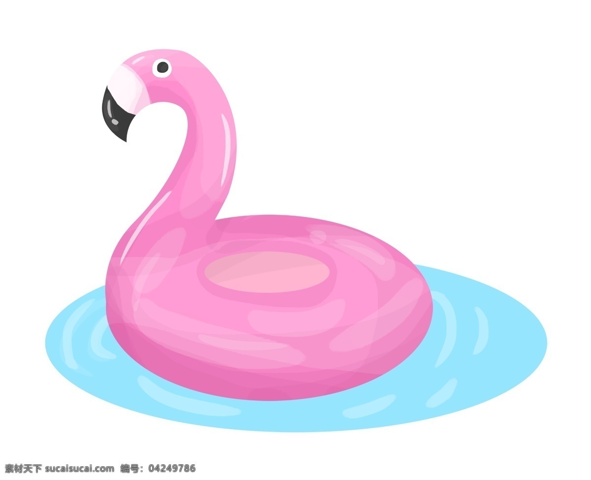 度假 动物 小 鸭子 插画 卡通插画 游泳圈 救生圈 蓝色海水 手绘度假插画 可爱的小鸭子 度假的小鸭子 粉色的小鸟