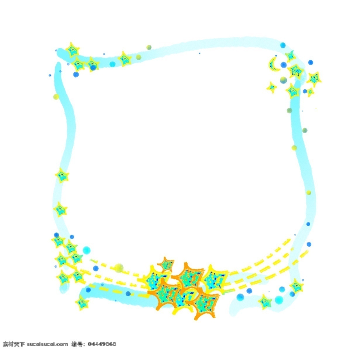 蓝色 星星 唯美 边框 蓝色星星 唯美边框 梦幻边框 炫彩的边框 边框插画 节日装饰 水彩 对话框