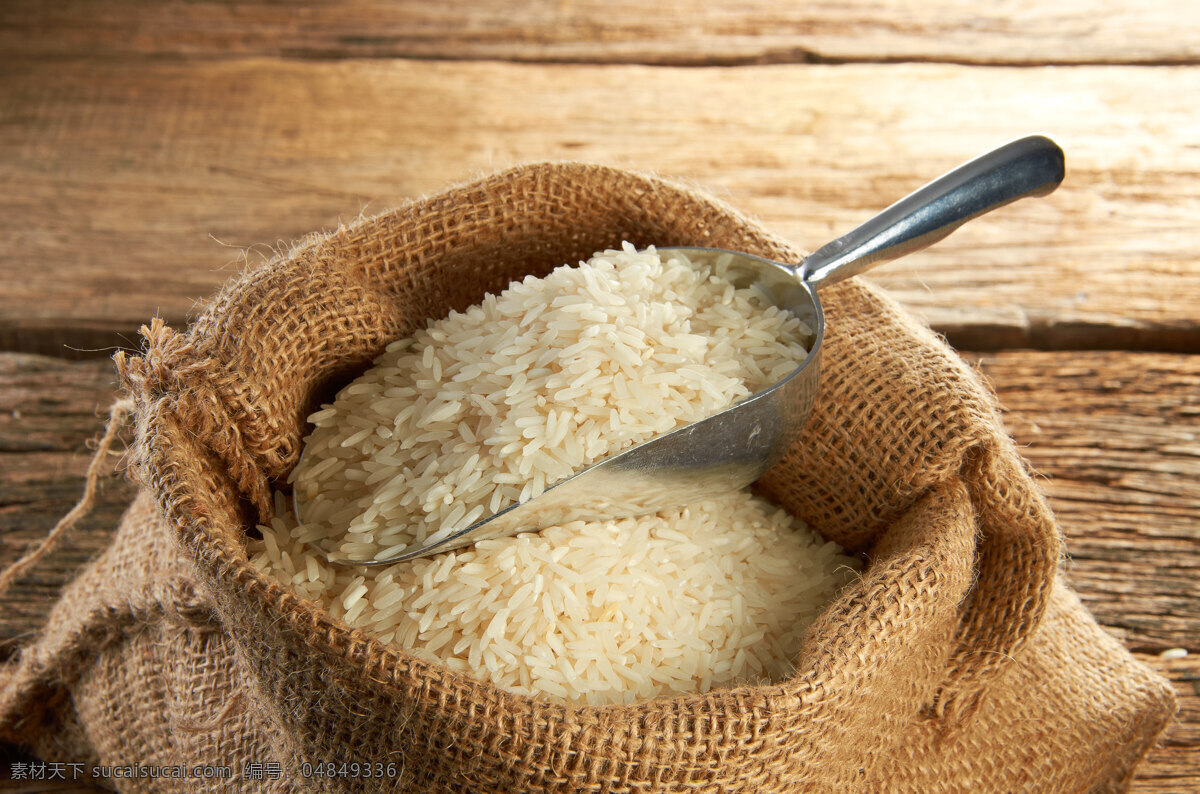 麻袋 里 大米 食物原料 食材 餐饮美食 铁铲 食材原料