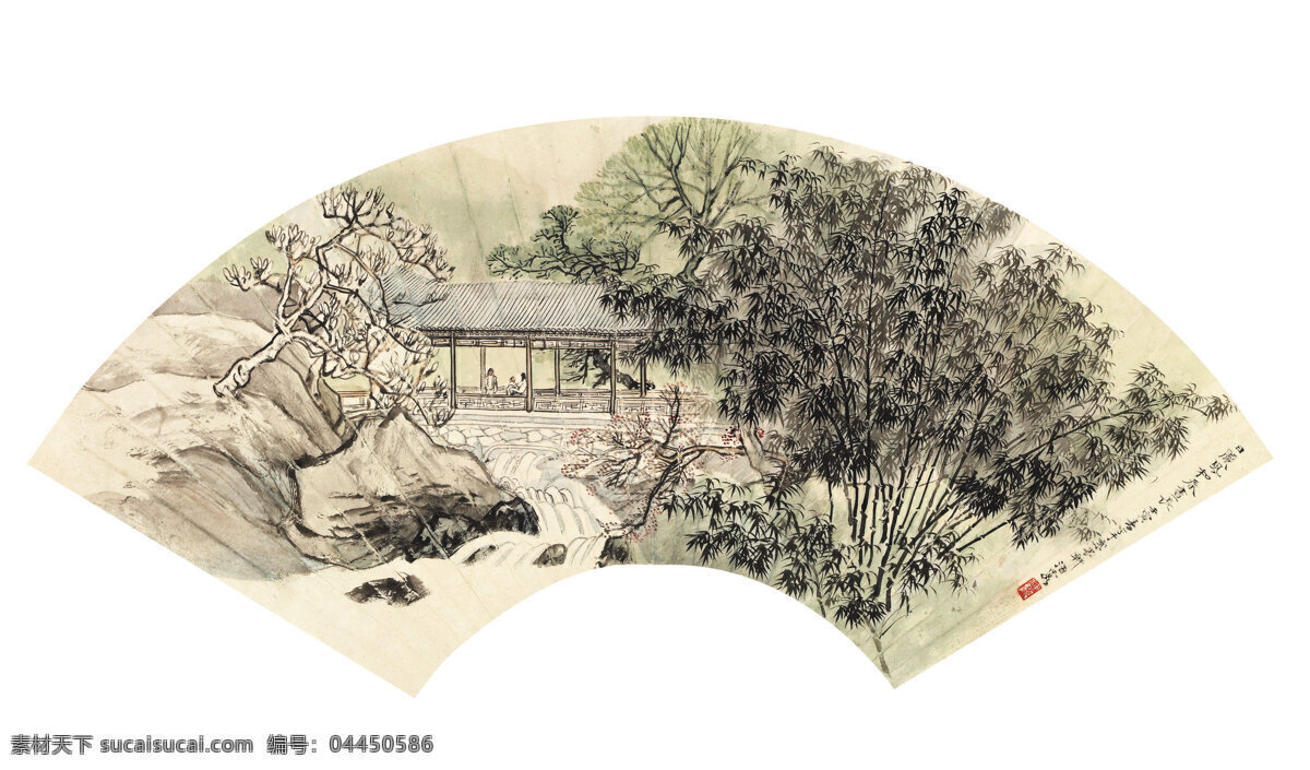 日丽风 和春 昼 长 刺绣 翠竹 凉亭 扇面 室内装饰设计 写意山水画 中国画 镜心 设色纸本 秀才 流泉 何海霞作品 工艺美术 平面广告 装饰设计 文化艺术