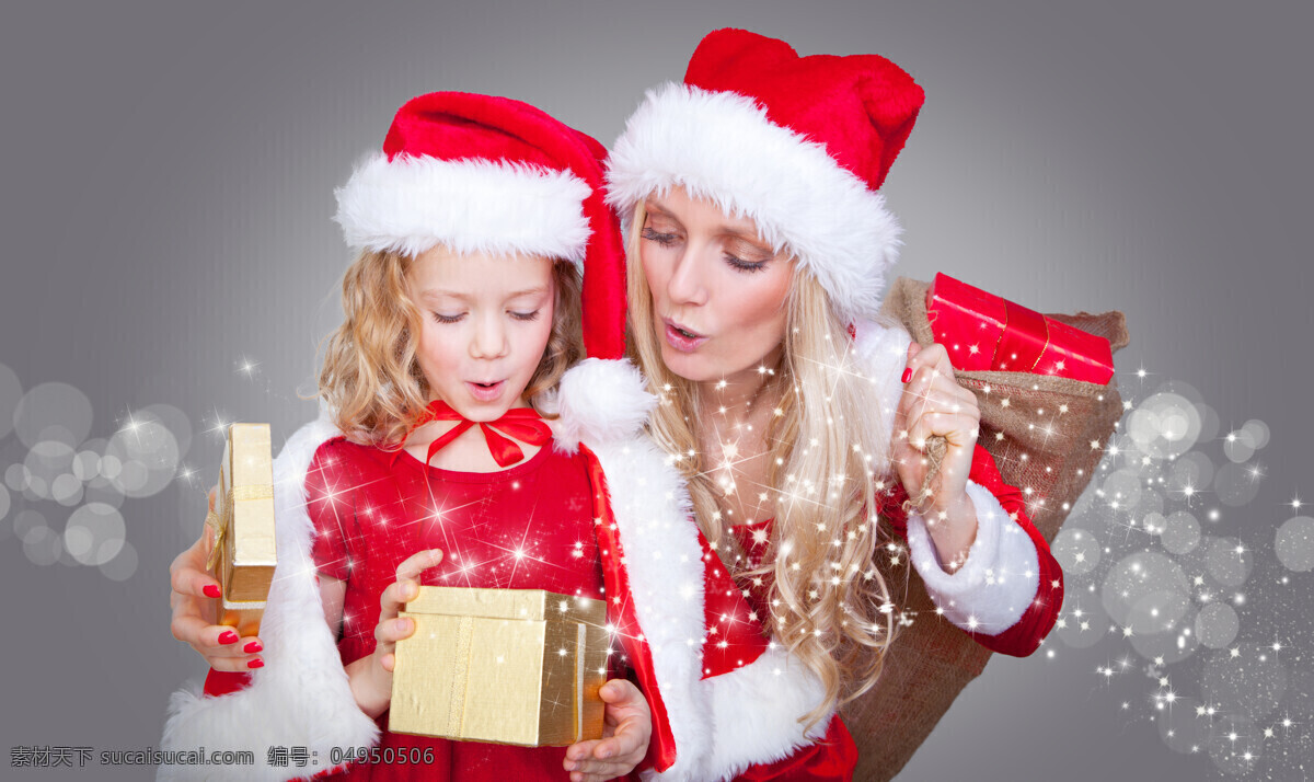 打开 礼物 盒 美女 女孩 打开礼物盒 礼品盒 圣诞装人物 圣诞节 几日 美女图片 人物图片