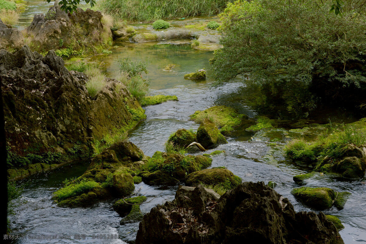 贵州 黄果树瀑布 公园 一隅 安静 河水 静静 流淌 乱石 大树 贵州专辑 自然景观 风景名胜
