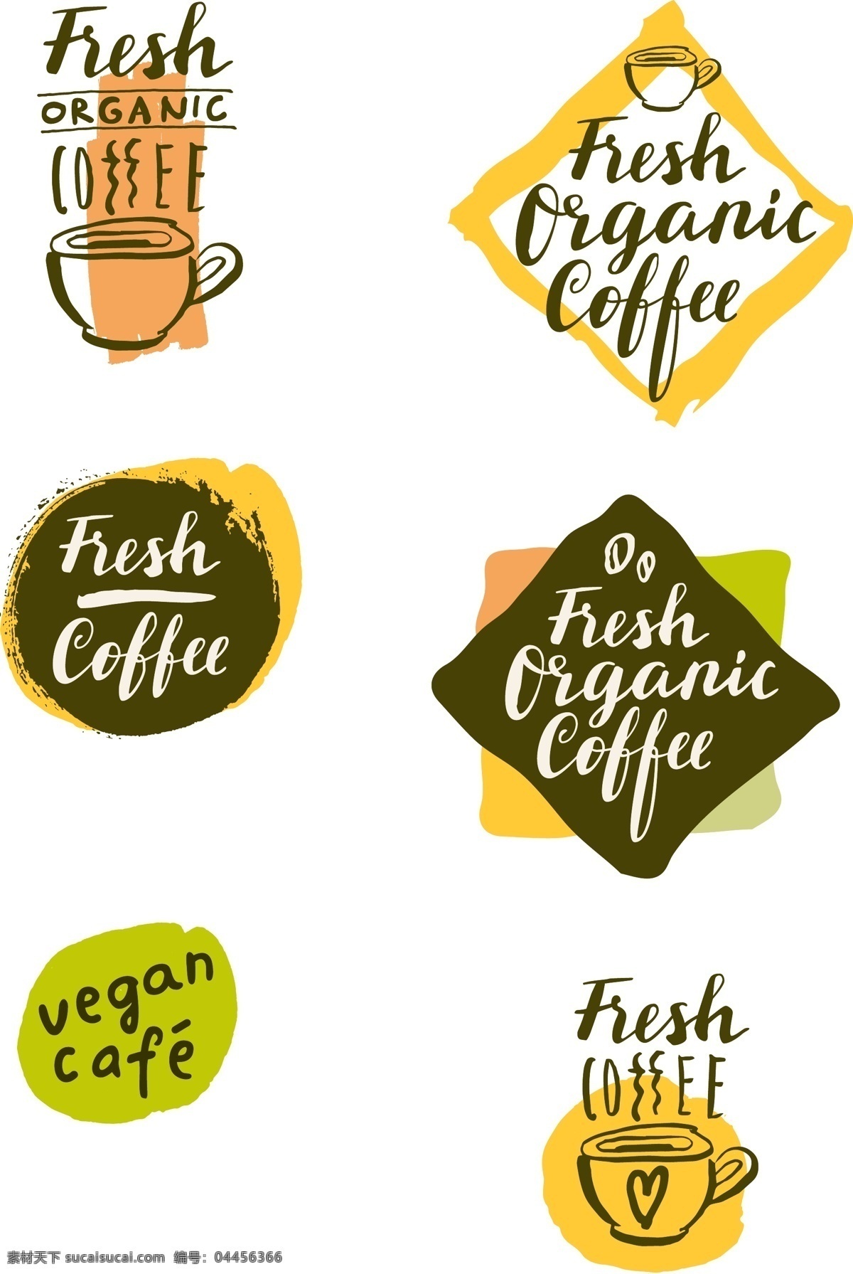 创意 手写 咖啡 标志 英文 标签 咖啡杯 矢量 咖啡店 logo