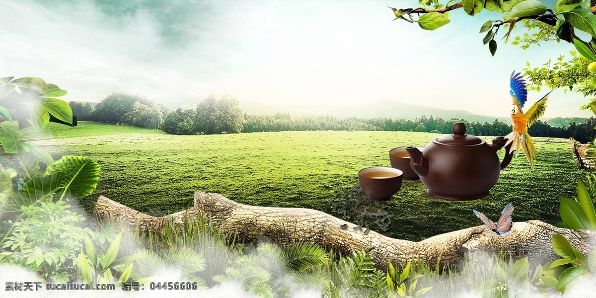 绿色 茶山 水 背景 茶背景图片 分层 茶 背景图片 源文件