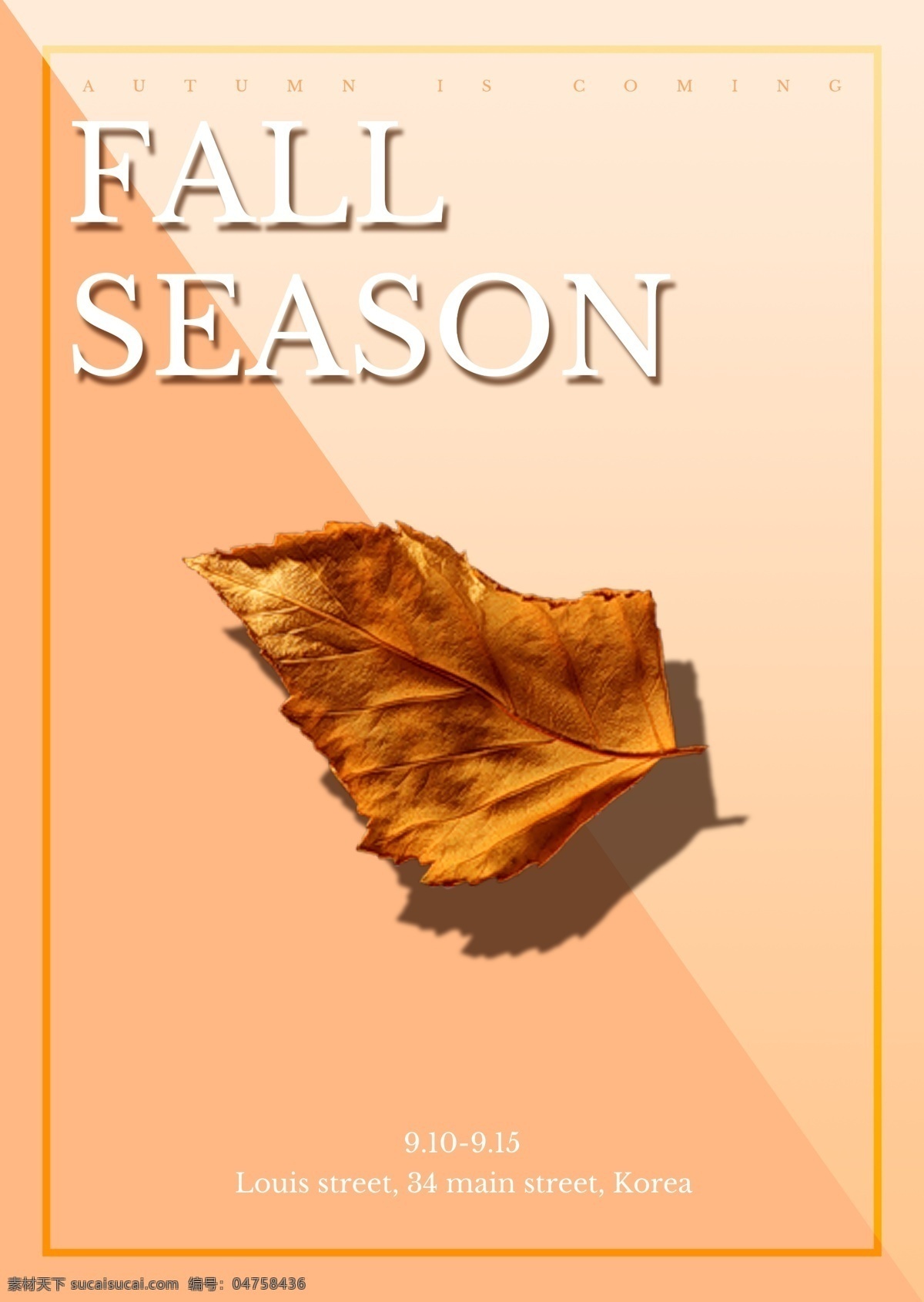 时尚 简约 秋季 促销 海报 简单 性质 树叶 宣传 模板 艺术 梯度