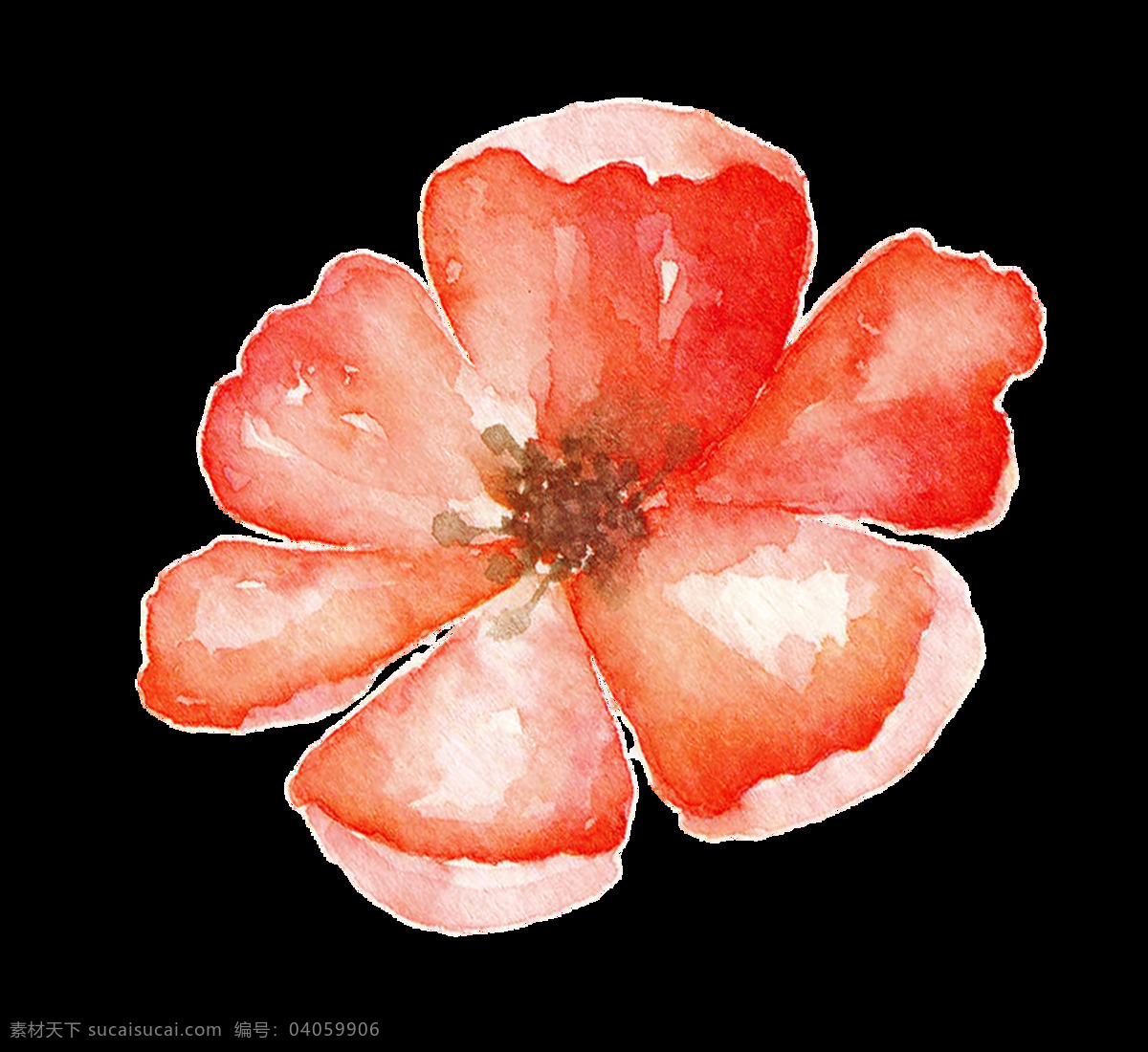 鲜艳 花卉 卡通 透明 装饰 红色 抠图专用 设计素材