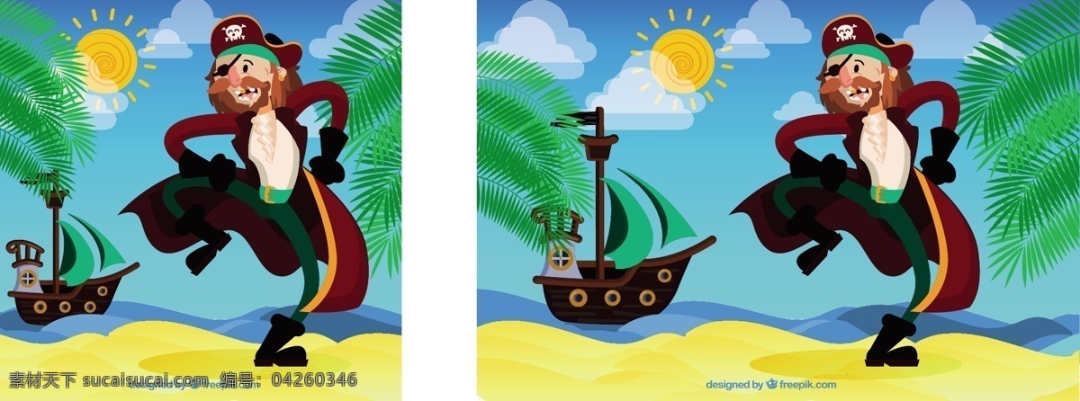 彩色 海盗 人物 海岛 背景 海盗人物 海岛背景