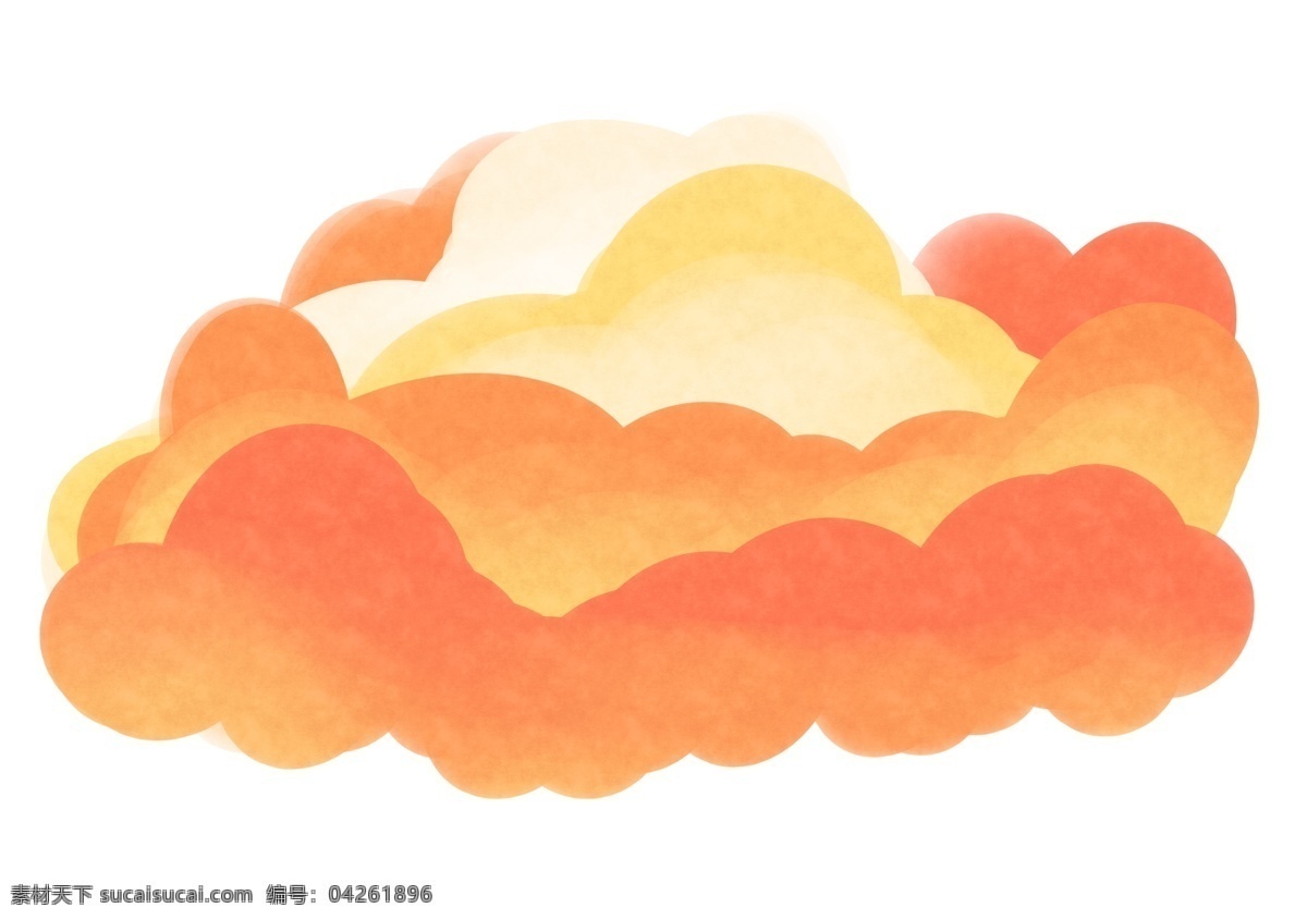 腾起 渐变 云 插画 腾起的云朵 橙色云朵 橘黄色的云朵 天空中的晚霞 一片云朵 金色云朵 渐变云插画
