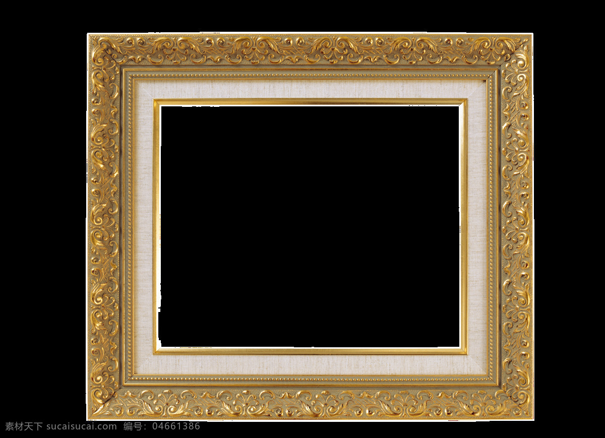 金色 相框 边框 元素 照片 正方形 png元素 免抠元素 透明元素