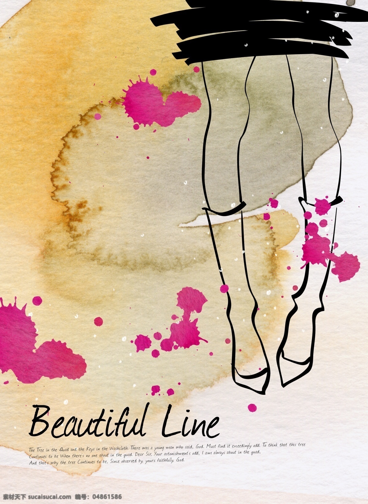 水彩 墨迹 喷溅 创意设计 分层 韩国素材 krtk 人物 手绘 插画 墨痕 墨点 墨染 线条 长腿 白色