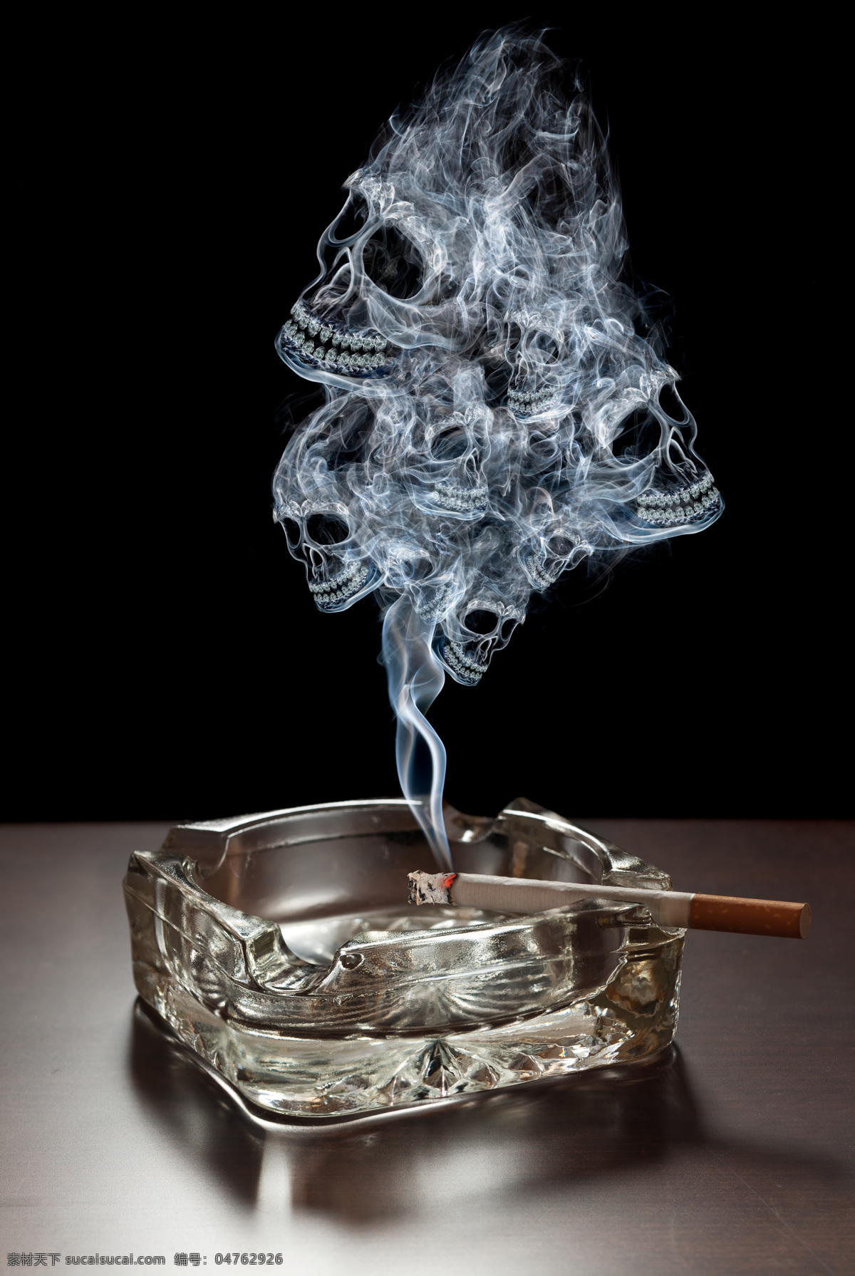 禁烟 烟灰缸 烟头 燃烧的香烟 香烟 烟 烟雾 骷髅 烟雾骷髅 宣传 禁烟宣传 创意 创意禁烟 广告 工艺广告
