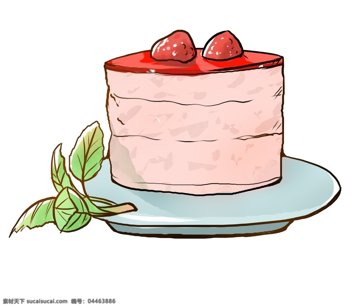 卡通 草莓 蛋糕 插画 草莓蛋糕 食物 卡通食物插画 精美的食物 零食 甜食插画 美味甜点 粉色蛋糕插画
